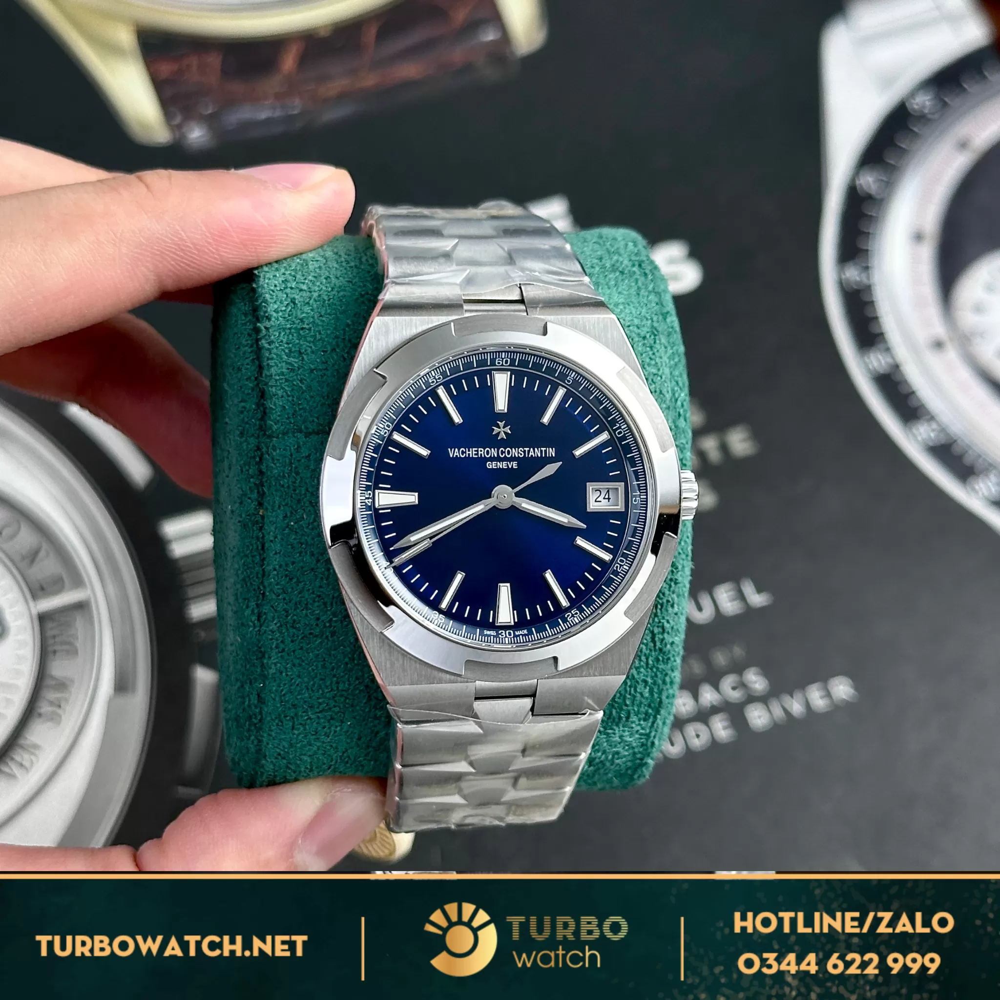  Đồng hồ Vacheron Constantin Overseas 4500V mặt xanh blue replica