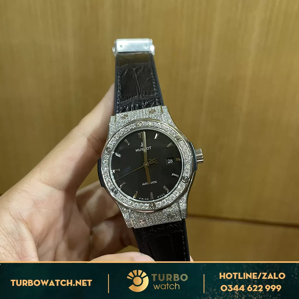 Hublot Replica Titanium Black Chế Tác Kim Cương Thiên Nhiên 42mm