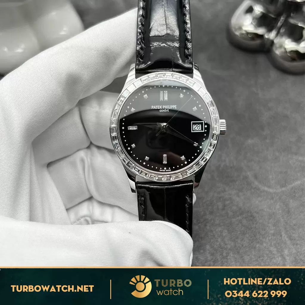  Patek Philippe Calatrava 5298P-012 White Gold 18K BAGUETTE DIAMONDS Mặt Đen 
