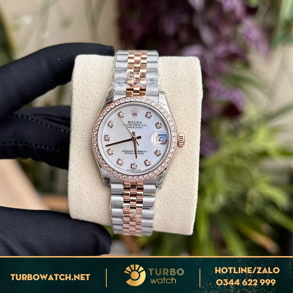  Rolex Datejust 31 278271 Mặt Số Trắng đính đá CZ