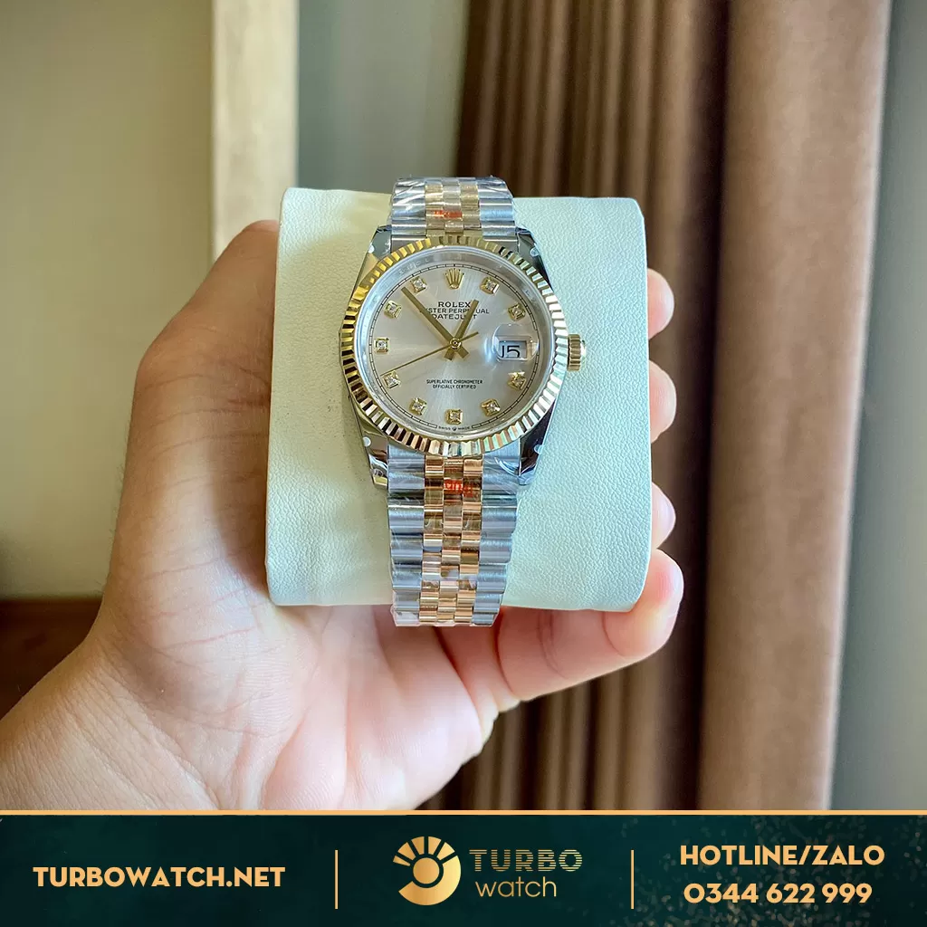  Rolex Datejust 36 126231 Mặt Số Vỏ Trai Trắng Bọc vàng 18k 