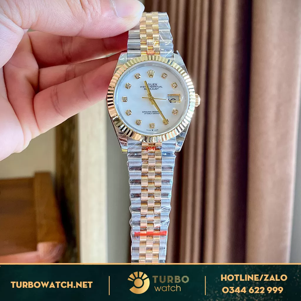  Rolex Datejust 41 126231 Mặt Số Vỏ Trai Trắng Bọc vàng vàng 18k 