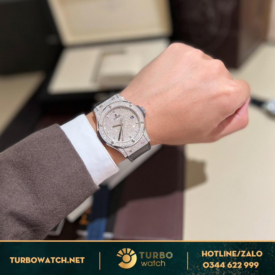 Đồng Hồ Hublot Classic Fusion GRAY Full Kim Cương