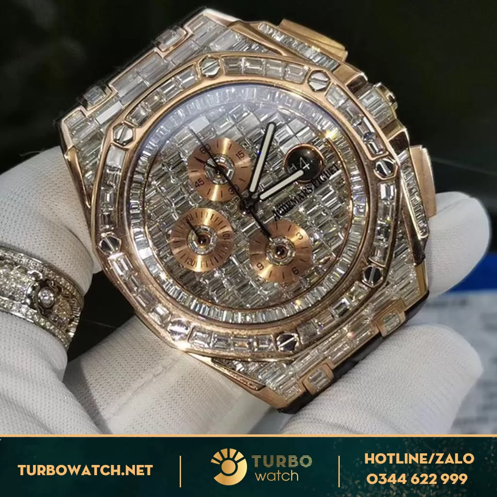 Audemars Piguet Độ Vàng Khối 18K Kim Cương baguette