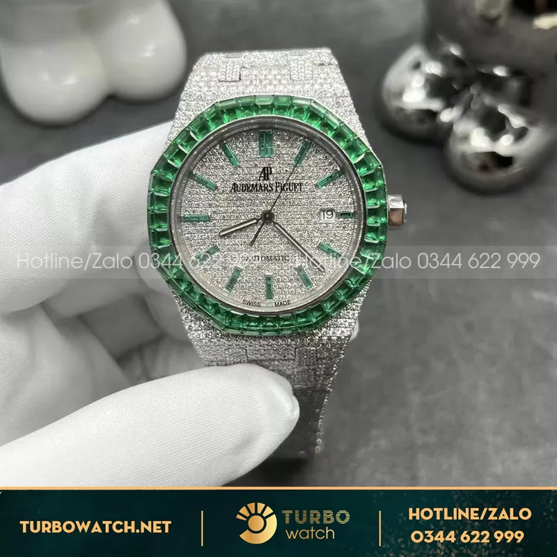 Audemars piguet royal oak chế tác vàng trắng kim cương thiên nhiên