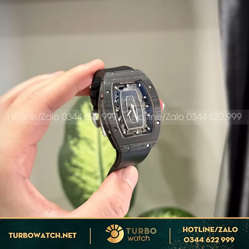 Bộ Sưu Tập Đồng Hồ Nữ Richard Mille RM07-01 Rep 1:1 Vỏ Carbon Dây Cao Su 32x46mm