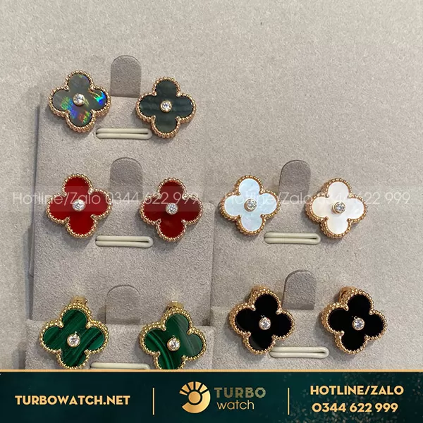 BÔNG TAI VAN CLEEF & ARPELS FLORAL EARRINGS HOA TRƠN NHỎ