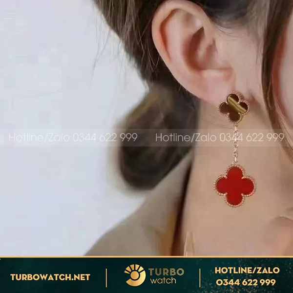 Bông tai van cleef & arpels nhập khẩu vàng 18k