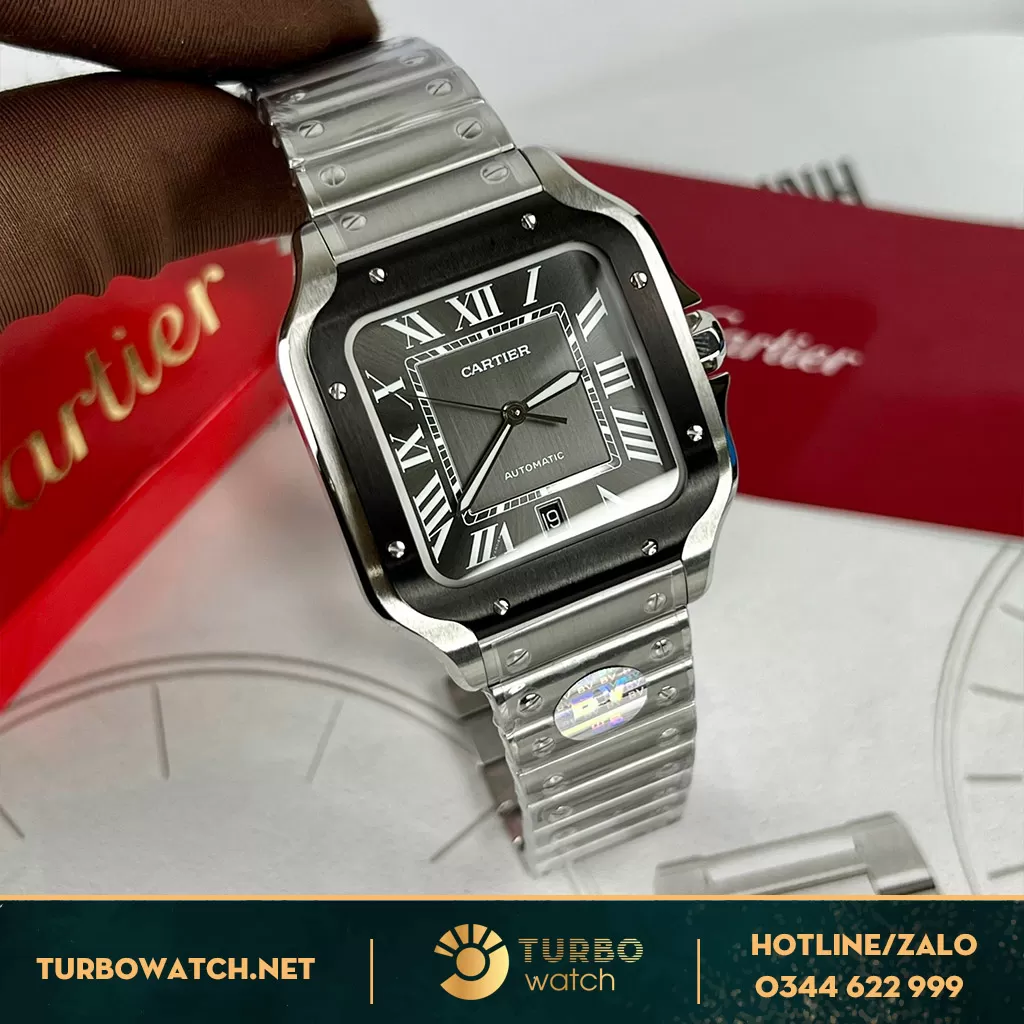 Cartier santos 39,8mm black benzel fake