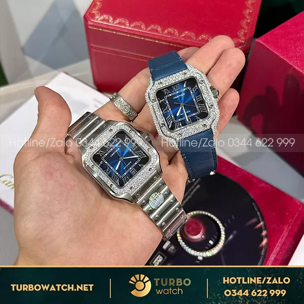 Cartier Santos 39.8mm Update Full Moissanite Hongkong - Hàng VVIP