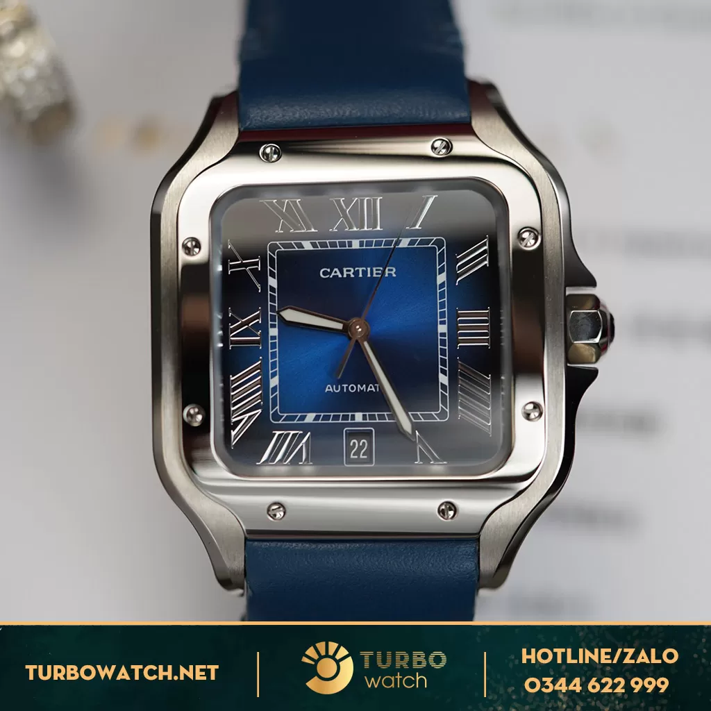 Cartier santos blue dial 39,8mm