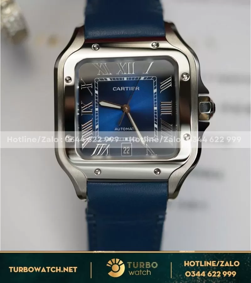 Cartier santos blue dial 39,8mm bv factory