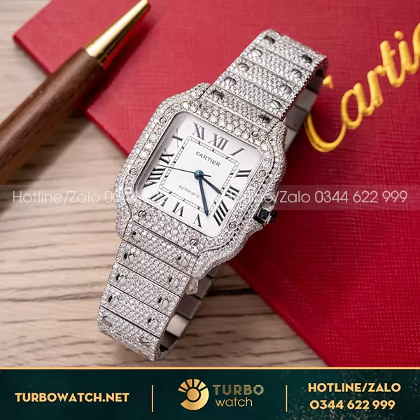 Cartier Santos De Cartier Chế tác Full Moisanite Replica BV Factory