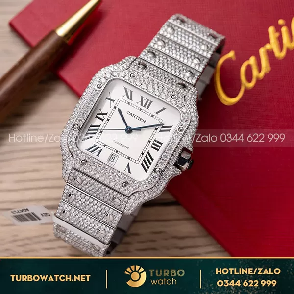 Cartier Santos De Cartier WSSA0009 Chế tác Full Moisanite Replica BV Factory