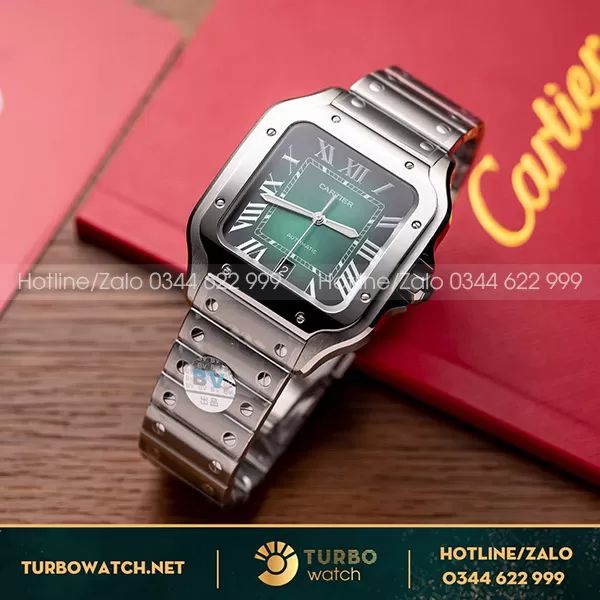 Cartier Santos De Cartier WSSA0029 Mặt Green Tặng Kèm Dây Da BV Factory