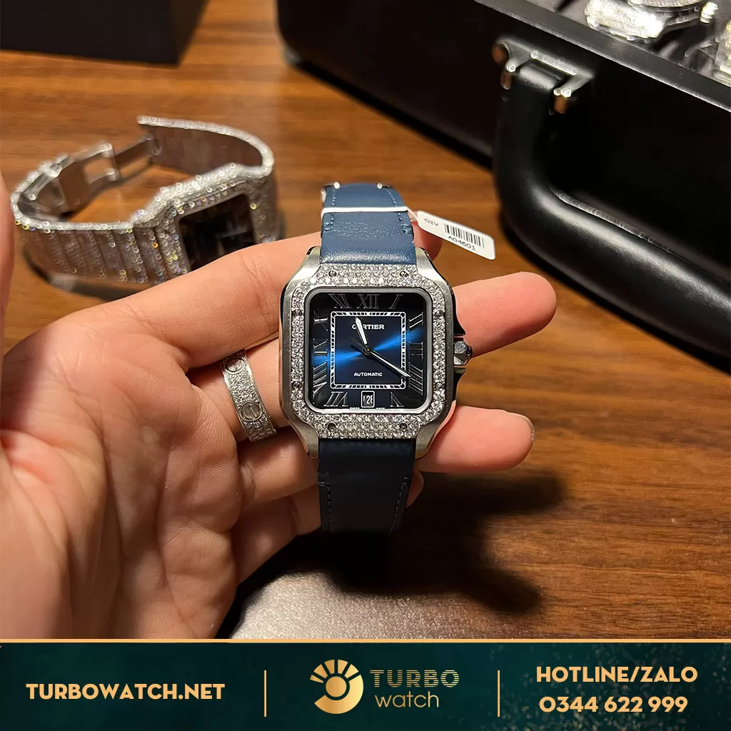 Cartier Santos De WSSA0030 Chế tác Full Kim cương Tự Nhiên BV factory