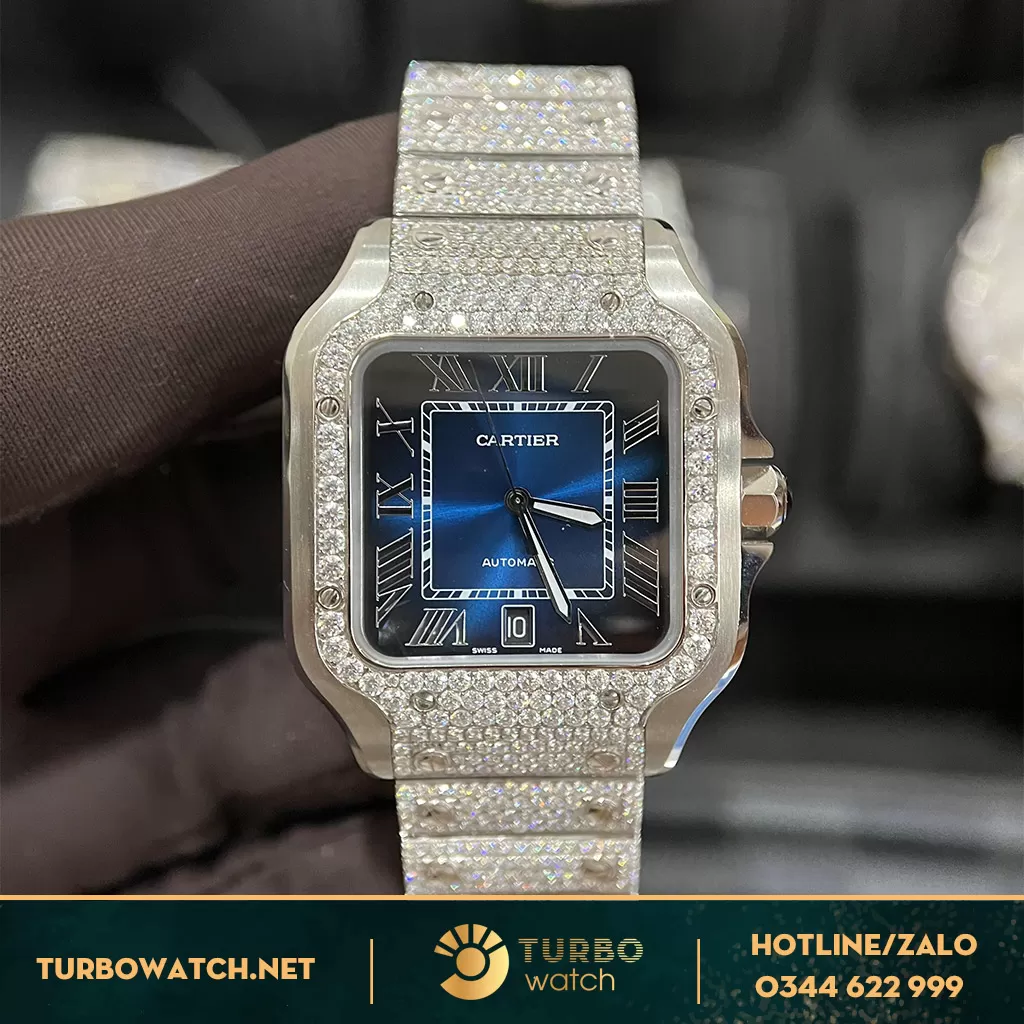 Cartier Santos De WSSA0030 Chế tác Viền KC Moisanit Replica BV factory