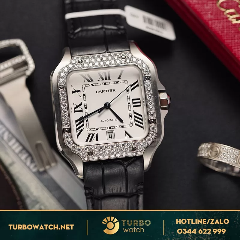 Cartier santos fake độ kim cương moissanite hongkong