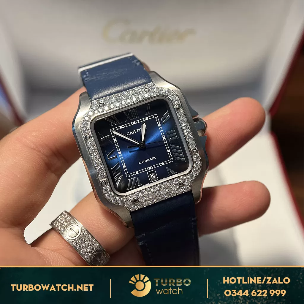 CARTIER SANTOS Super Fake 1:1 Độ Kim Cương Moissanit