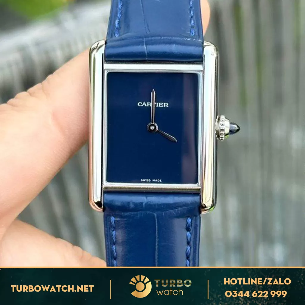 Cartier Tank Must Replica WSTA0061 Vỏ trắng mặt xanh dương Nữ 