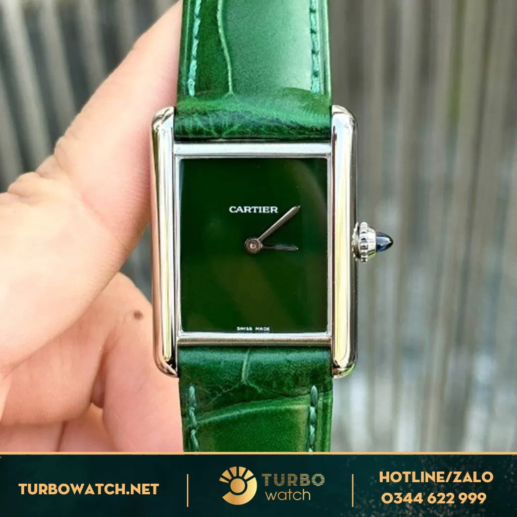 Cartier Tank Must Replica WSTA0061 Vỏ trắng mặt xanh Nữ