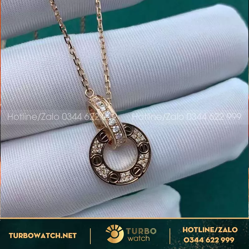 Dây chuyền Cartier VÀNG HỒNG 18K đính KIM CƯƠNG Tự Nhiên