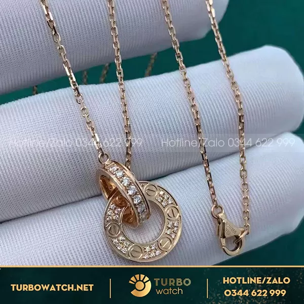 Dây chuyền Cartier VÀNG HỒNG 18K đính KIM CƯƠNG Tự Nhiên