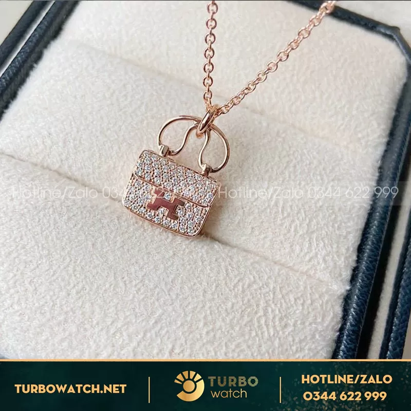 Dây chuyền Hermes Constance Charm Vàng Hồng 18k