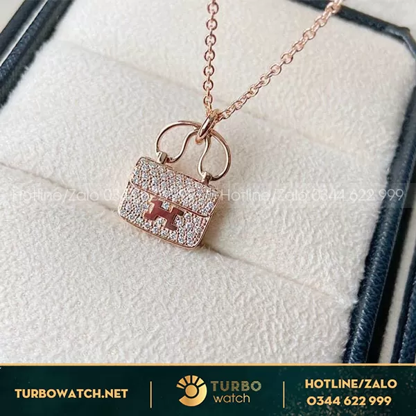 Dây chuyền Hermes Constance Charm Vàng Hồng 18k