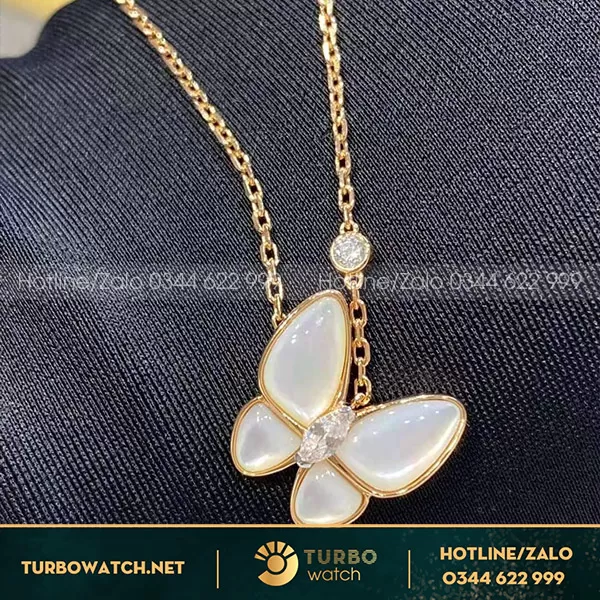 Dây chuyên Van Cleef & Arpels Cánh bướm mặt họa tiết khảm trai 18k Yellow Gold