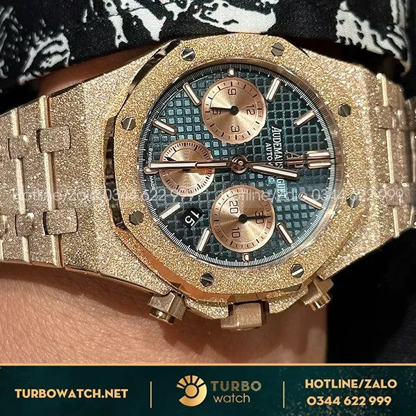 Đồng hồ audemars piguet 26331 frosted gold blue dial rose gold replica