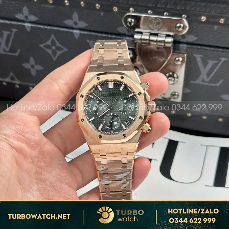 Đồng Hồ Audemars Piguet Royal Oak 26240 Replica 11 Màu Vàng Hồng Mặt Xanh APS 41mm