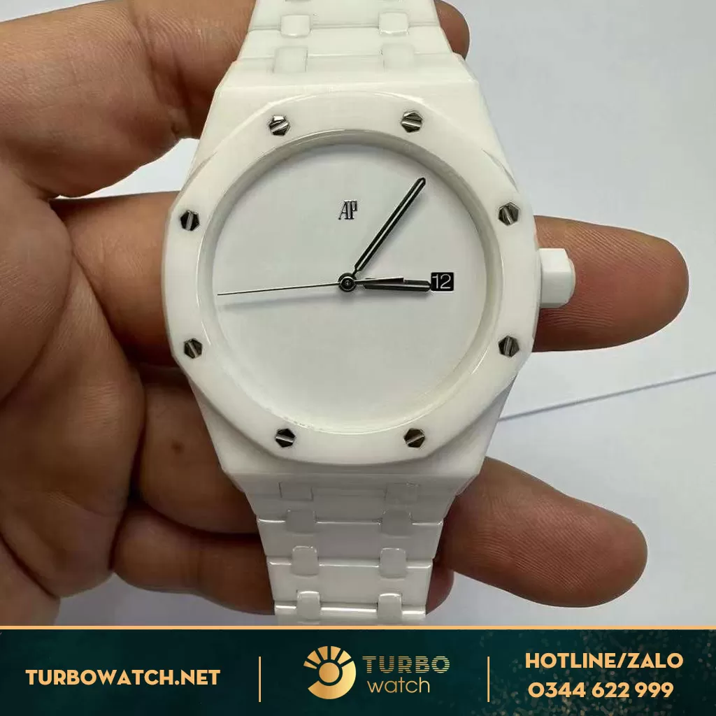 Đồng Hồ Audemars Piguet Royal Oak chế tác full vỏ ceramic trắng