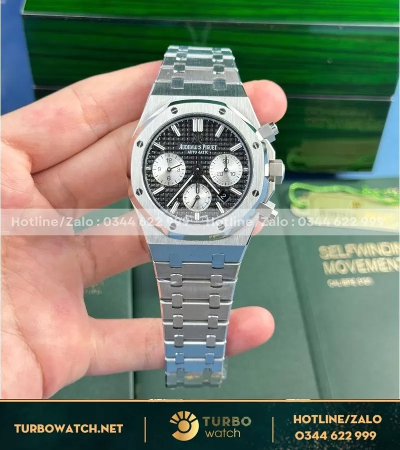 Đồng hồ Audemars Piguet Royal Oak chronograph mặt đen dây thép fake