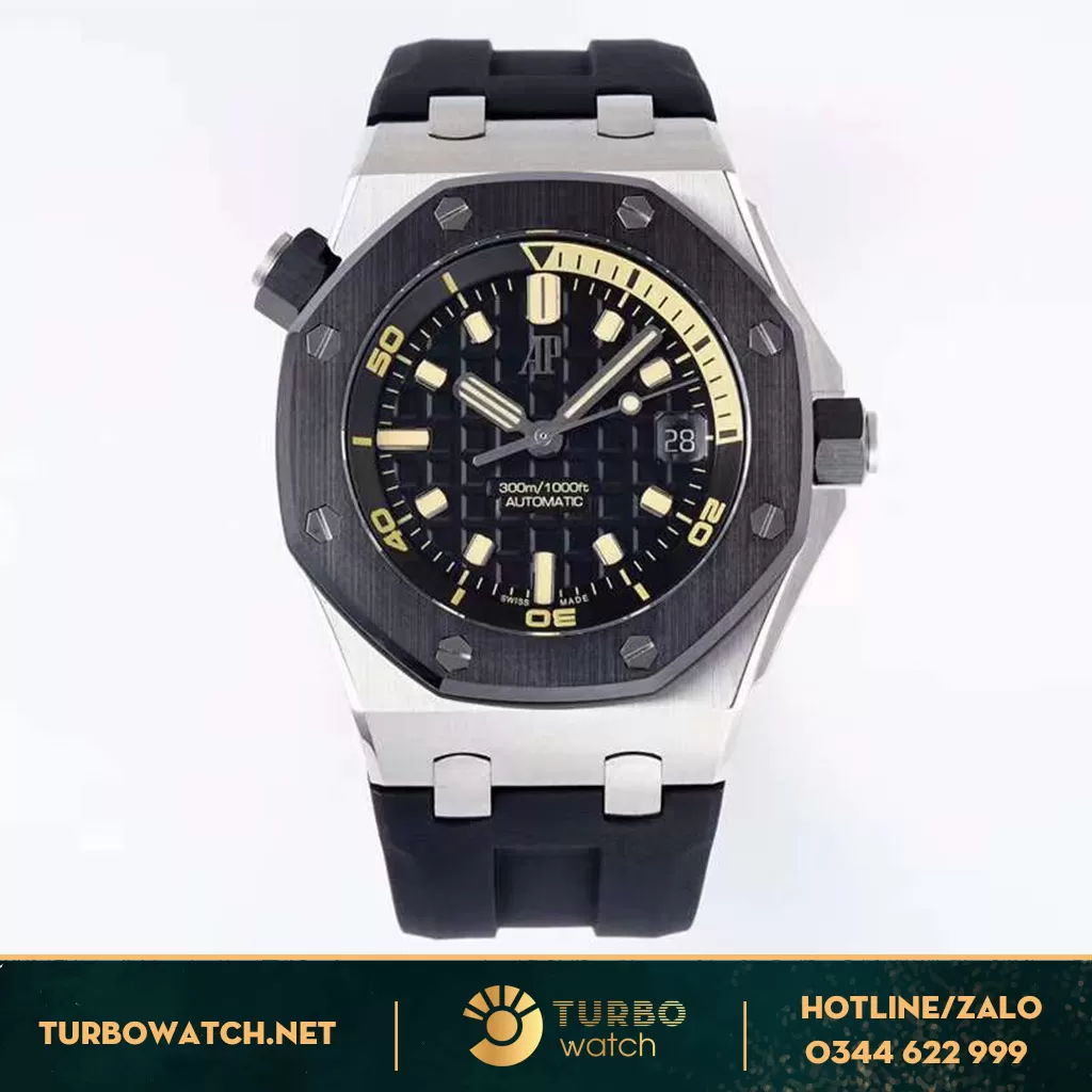 Đồng Hồ Audemars Piguet Siêu Cấp Royal Oak Offshore mặt đen Viền Ceramic