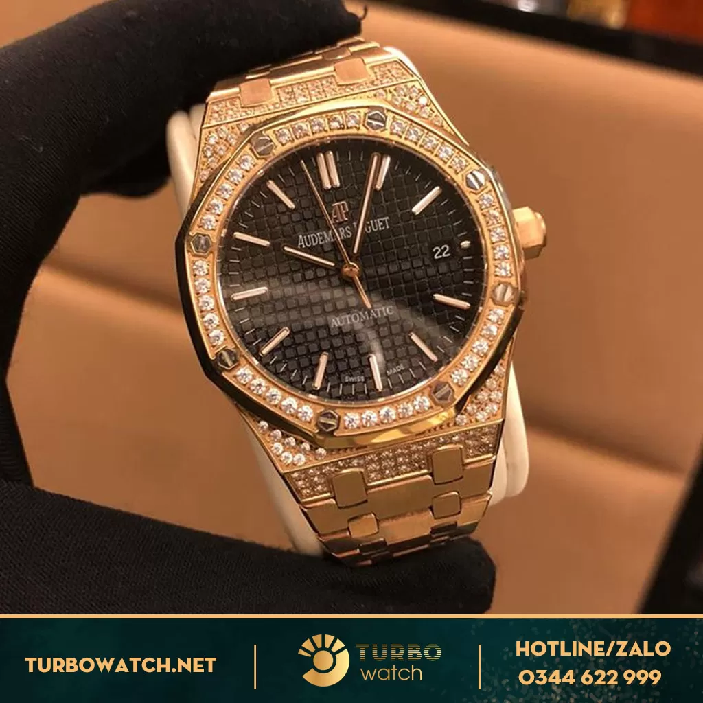 đồng hồ Audemas piguet siêu cấp Royal Oak Gold Diamond black