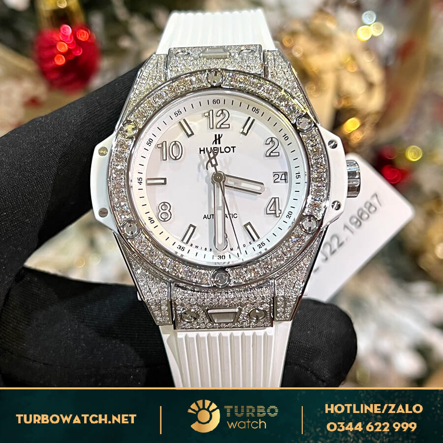 Đồng Hồ Hublot Big Bang One Click Full Kim Cương Dây Cao Su Trằng