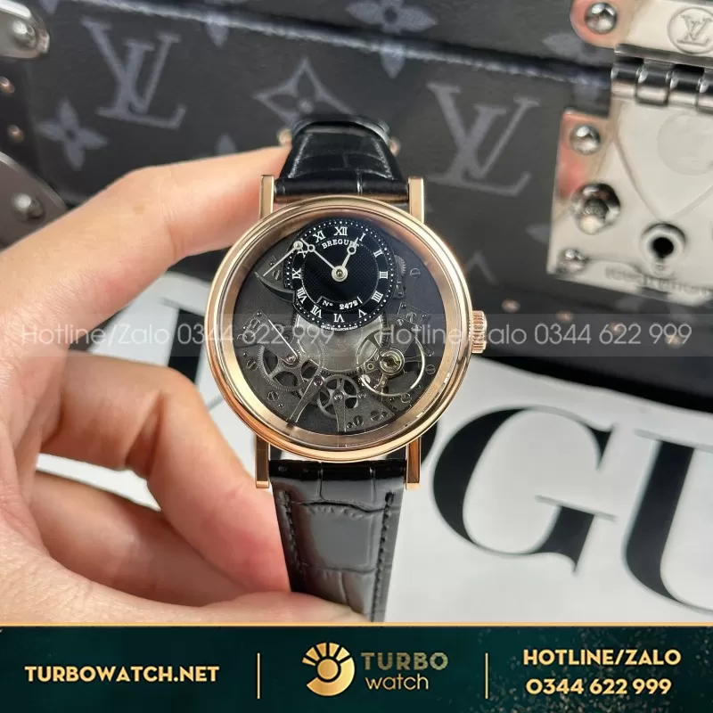 Đồng Hồ Breguet Tradition 7057 Replica Cao Cấp Dây Da Đen Viền Vàng Nhà Máy ZF 40mm