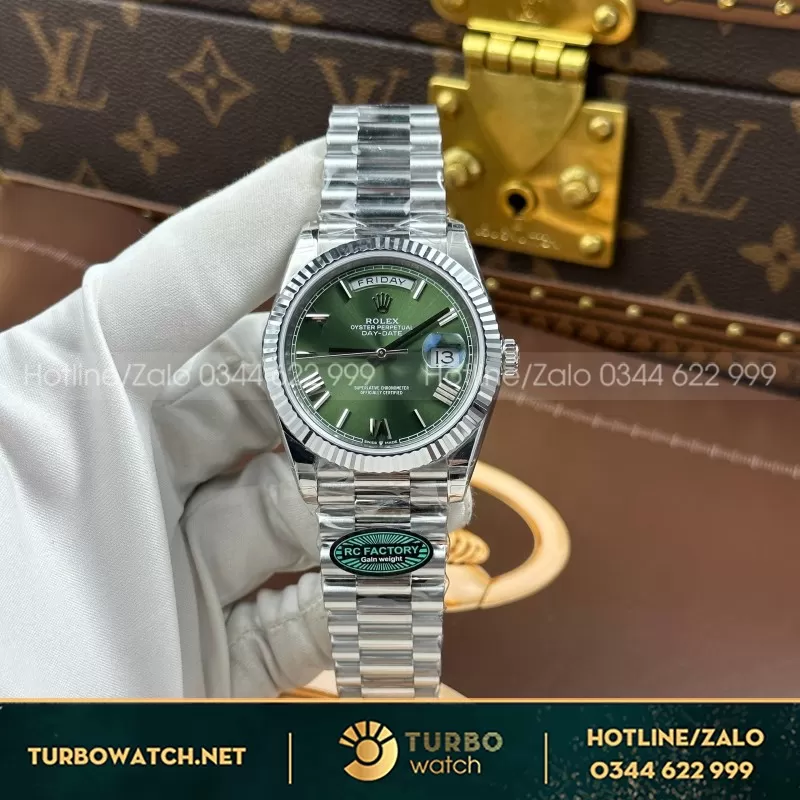 Đồng Hồ BST Rolex Day Mặc Số Màu Xanh Olive