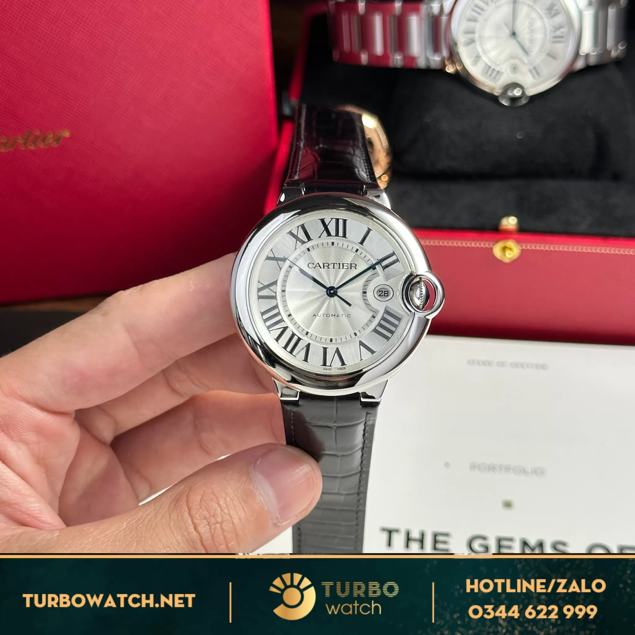 Đồng hồ Cartier Ballon Bleu 42mm dây da rep 1:1