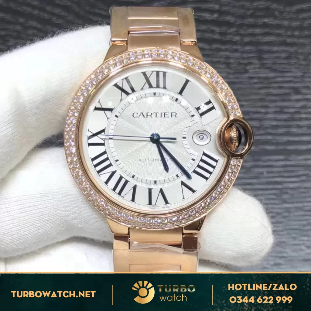 Đồng Hồ Cartier Ballon Bleu De Cartier Vàng Hồng Kim Cương Thiên Nhiên 