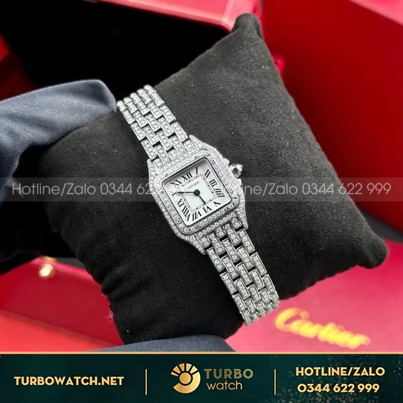 Đồng Hồ Cartier Panthere bản độ full Moissanite Hongkong • size 23mm & size 27mm