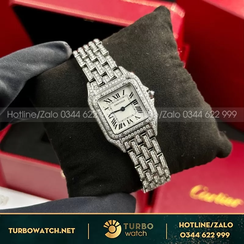 Đồng Hồ Cartier Panthere bản độ full Moissanite Hongkong • size 23mm & size 27mm