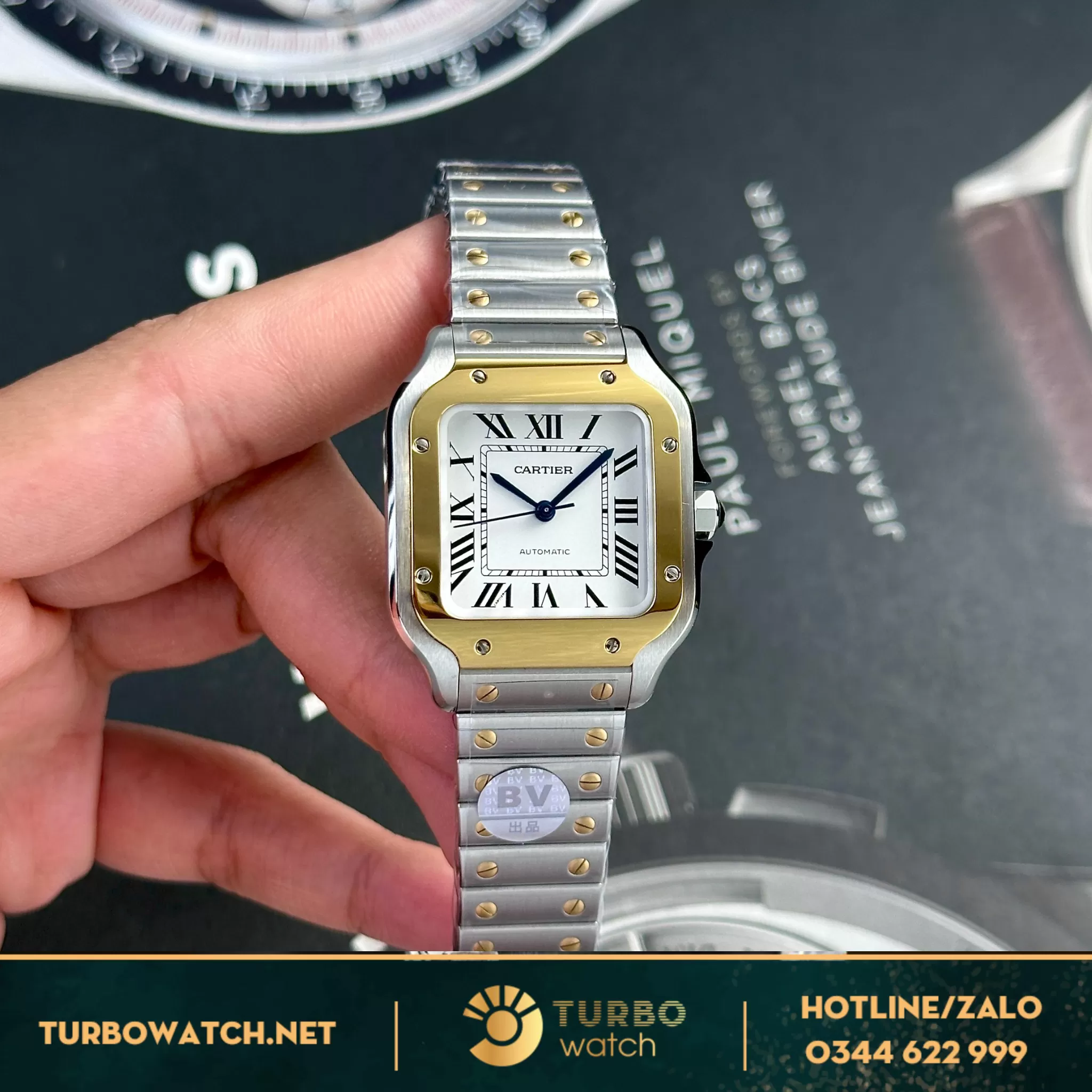 Đồng hồ cartier Santos 35mm demi yellow gold