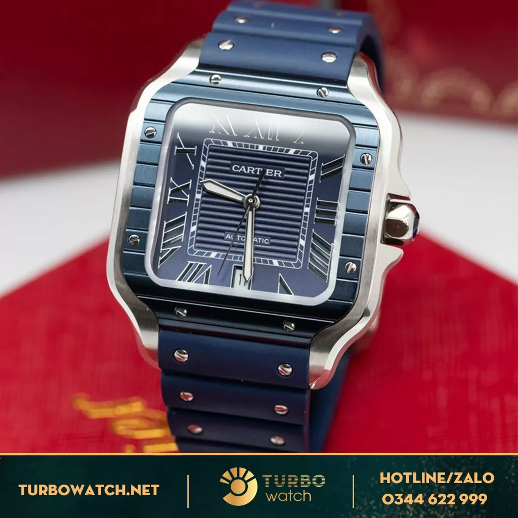 Đồng Hồ Cartier Santos de Cartier Xanh Navy 39.8MM Like Auth 