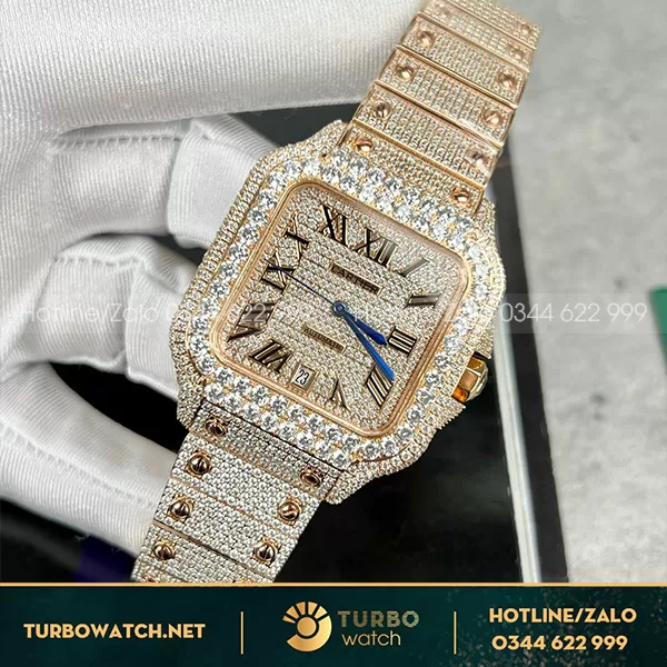 Đồng hồ cartier santos full đá cz replica