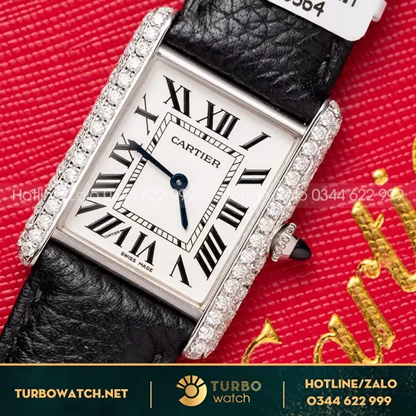 Đồng hồ cartier tank độ kim cương moissanite