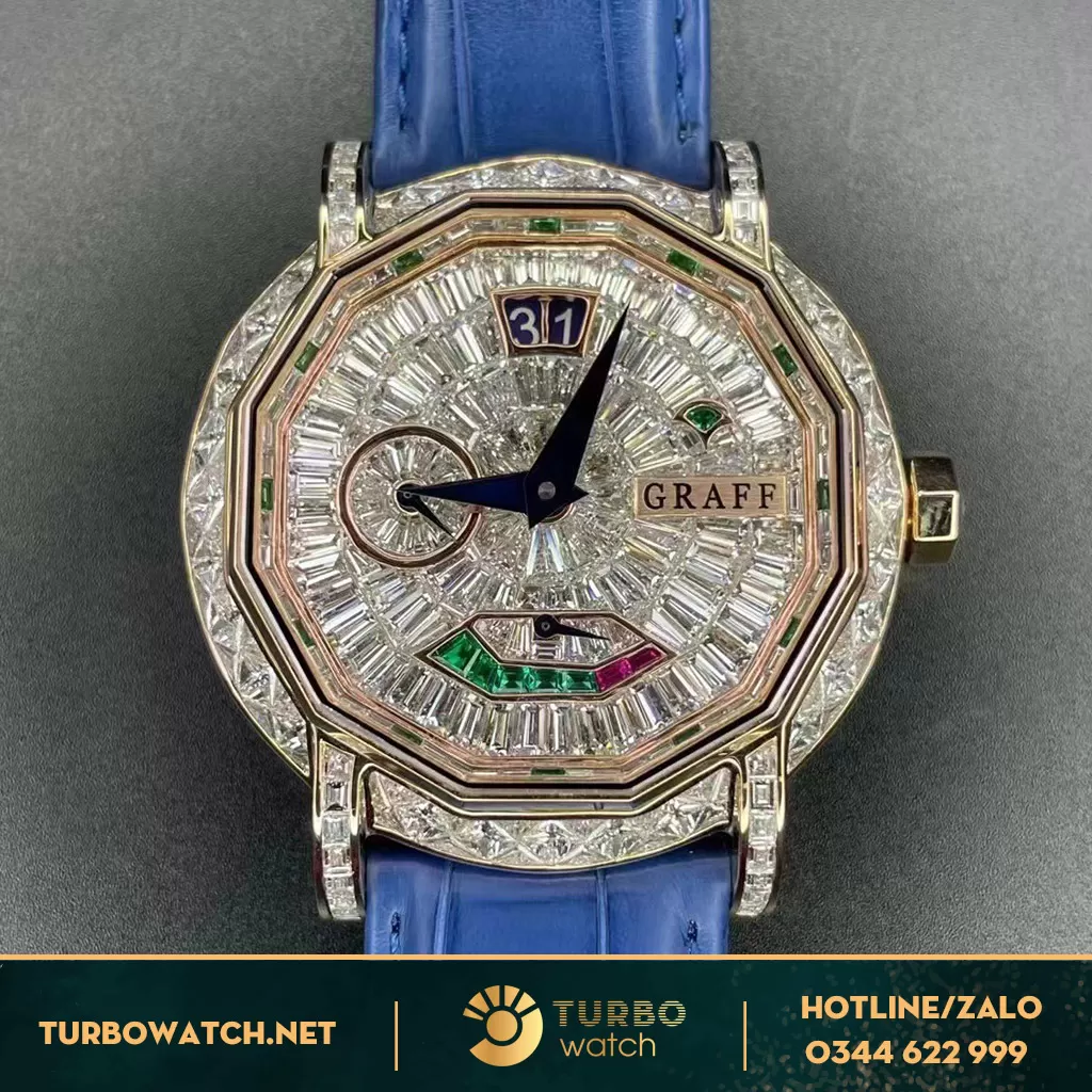 Đồng Hồ Graff Vàng Trắng 18k Full Kim Cương Bagutte 