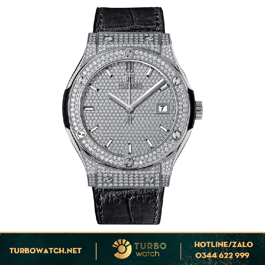 Đồng Hồ Hublot Classic Fusion Black 38MM Full Kim Cương
