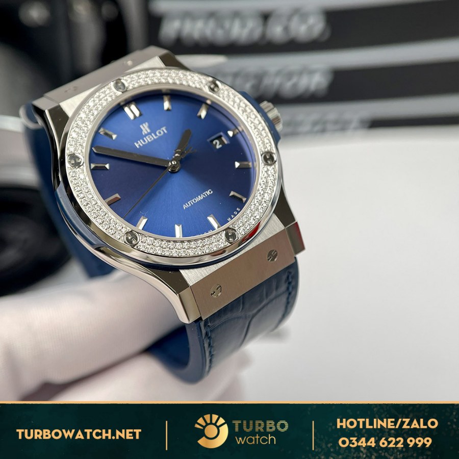 Đồng Hồ Hublot Classic Fusion Super Fake 1:1 Xanh Navy Diamonds